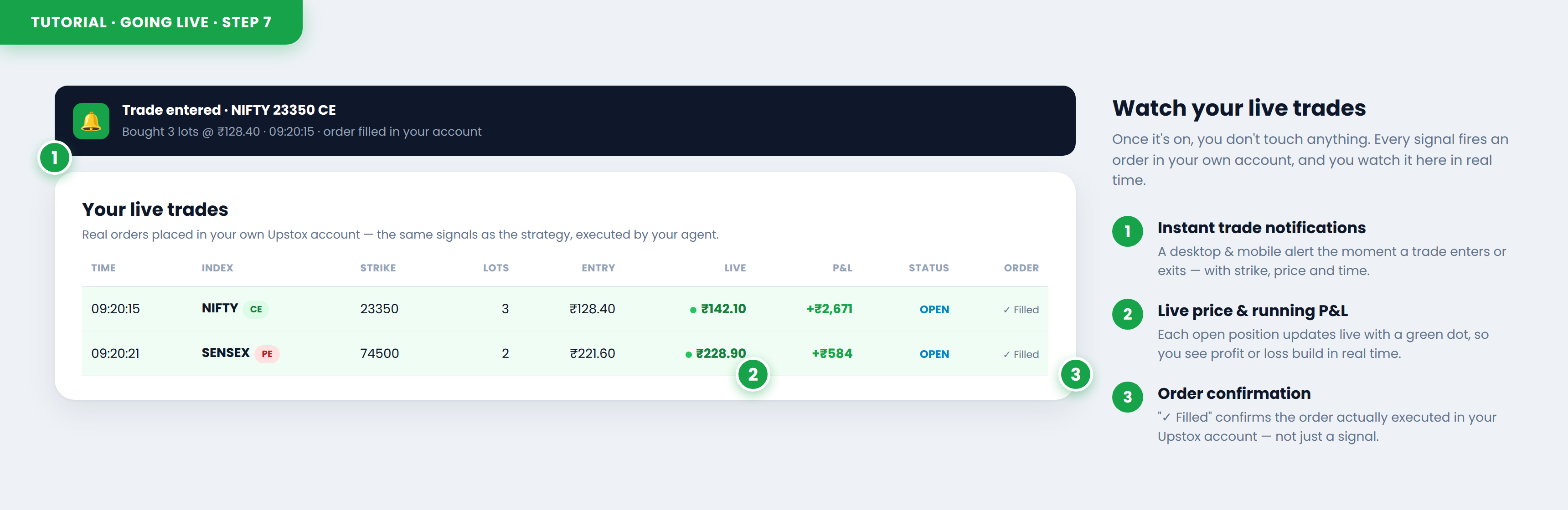 Watch your live trades